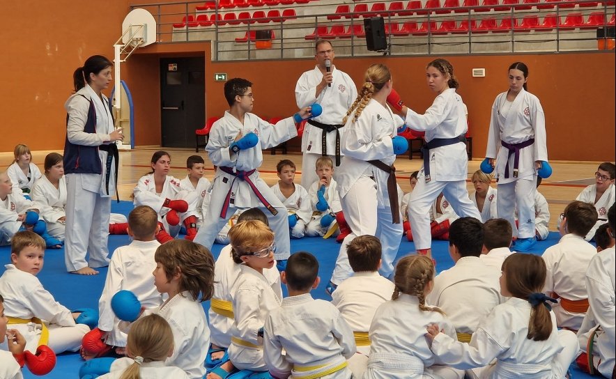 Demonstração técnica num estágio de karate