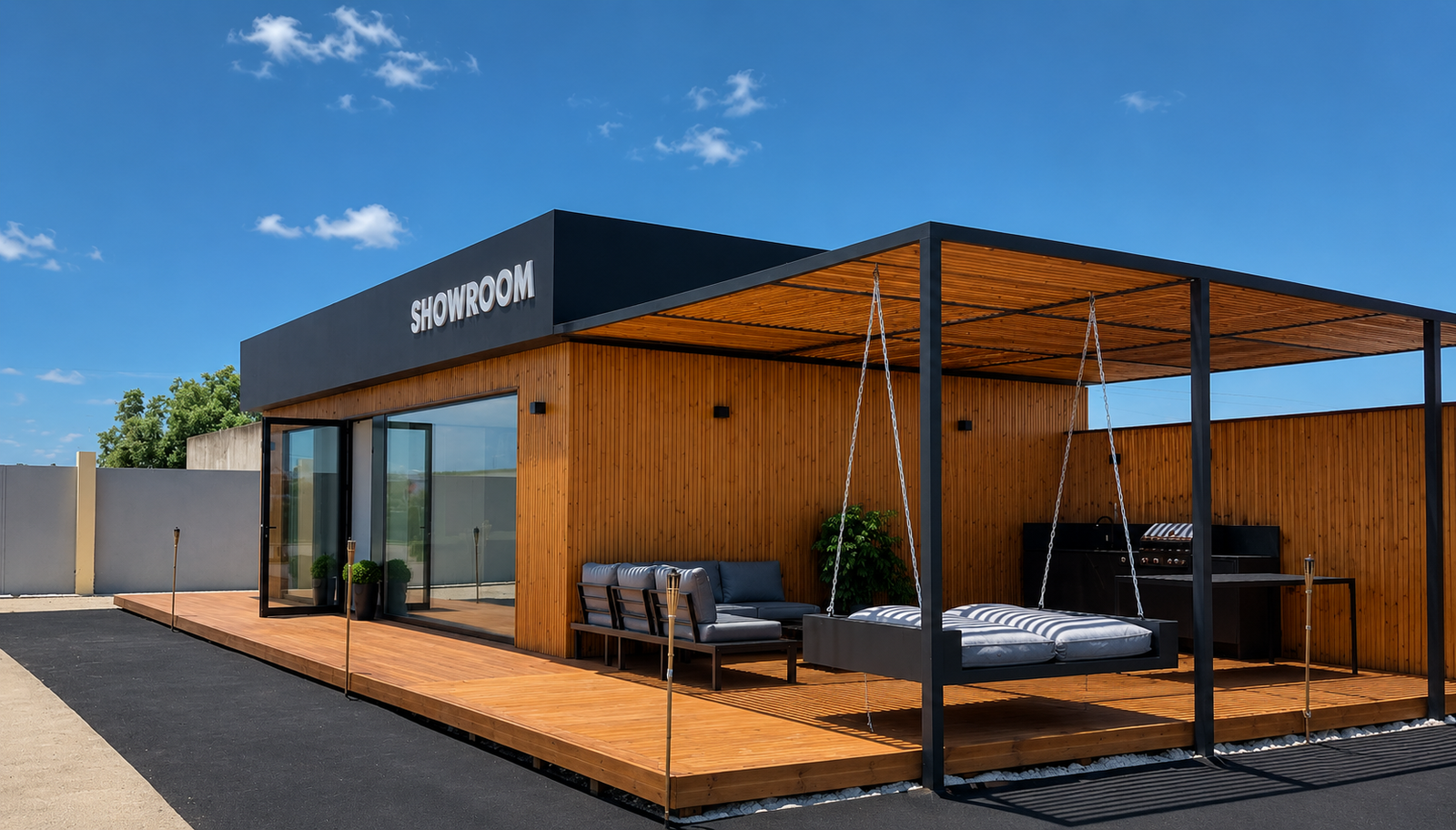 Exterior do showroom da Carpintaria 3 em Pero Pinheiro